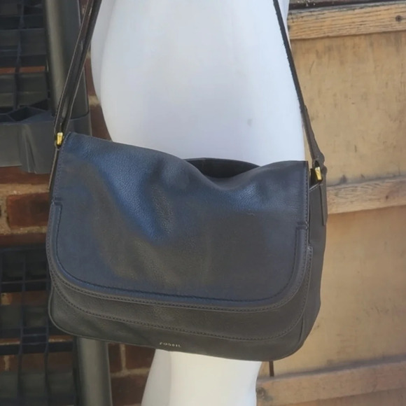 Fossil.Black Pebbled leather xbody shoulder‎ bag - Picture 13 of 16